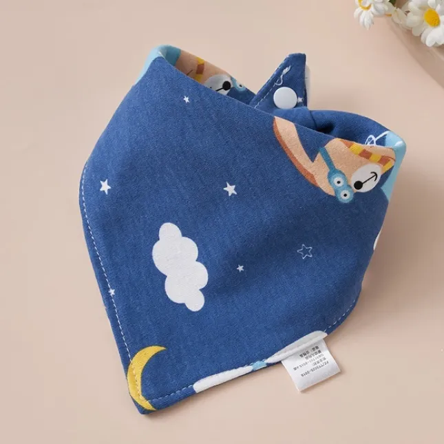 Blue Puppy Baby Triangle Cotton Bib