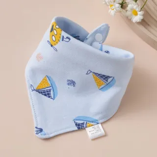 Blue Sailing Boat Baby Triangle Cotton Bib