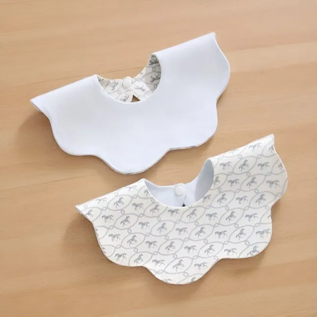 Double Layer Knitted Petal Bib — Blue Pony
