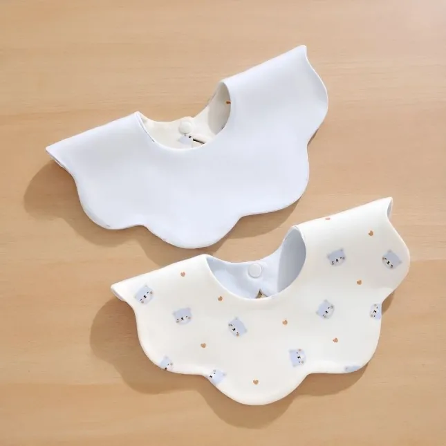 Double Layer Knitted Petal Bib — Little Blue Bear
