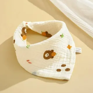 Baby Pure Cotton Gauze Bib – Orange Bear