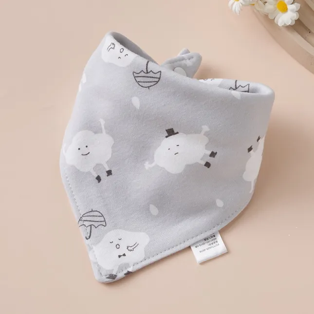 Gray Clouds Baby Triangle Cotton Bib