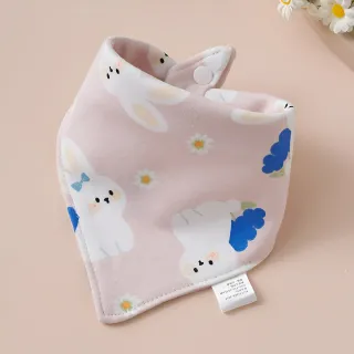 Pink Rabbit Baby Triangle Cotton Bib