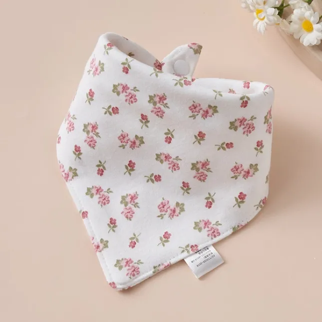 Small Flower Bush Baby Triangle Cotton Bib