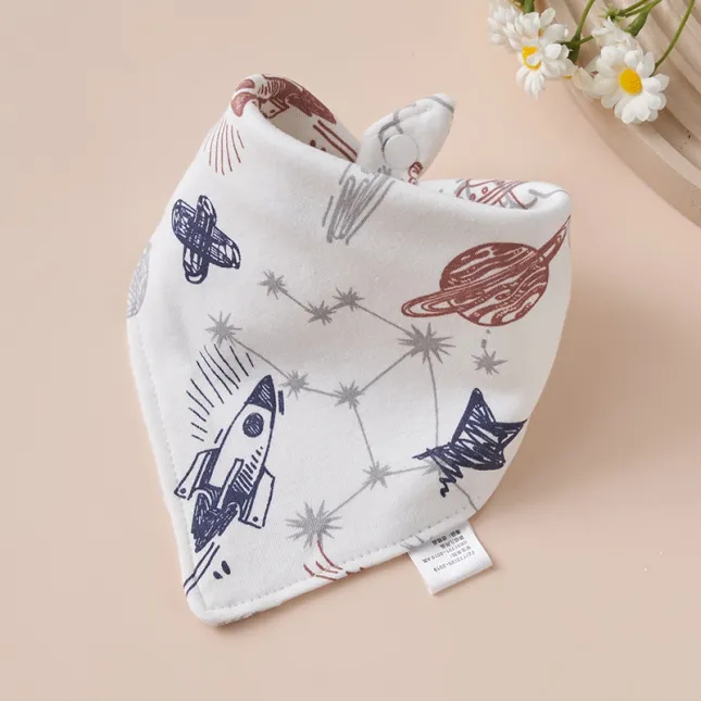 Space Boat Baby Triangle Cotton Bib