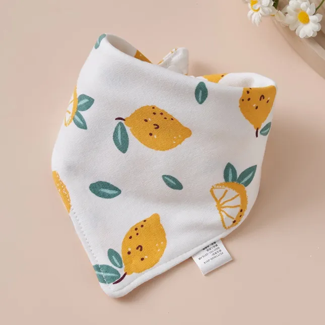 Yellow Lemon Baby Triangle Cotton Bib