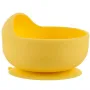Silicone Baby Dinner Bowl + Wooden Spoon & Fork (Yellow)