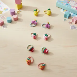 Kids Cherry & Pineapple Fruit Hair Rubber Band Set (10 Pcs)