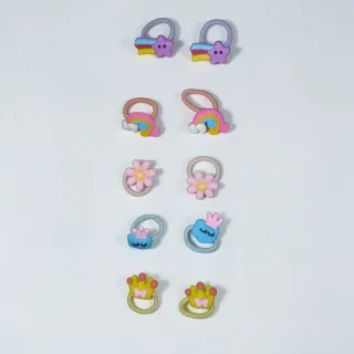 Kids Crown Cloud Hair Rubber Band – Colorful Noble Set (10 Pcs)