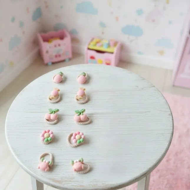 Kids Cute Crab Hair Rubber Band Set – Pink (10 Pcs)