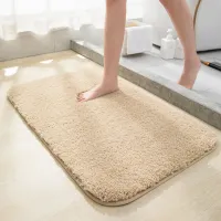 Thick Plush Shaggy Bath Mat 40×60cm | Beige | 25mm Long Pile Non-Slip Soft Absorbent Bathroom Rug