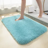 Thick Plush Shaggy Bath Mat 40×60cm | Blue | 25mm Long Pile Non-Slip Soft Absorbent Bathroom Rug