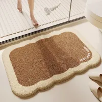 Fluffy Plush Bath Mat 40×60cm | Coco Cola Brown Two-Tone Print | Soft Non-Slip Absorbent Bathroom Rug