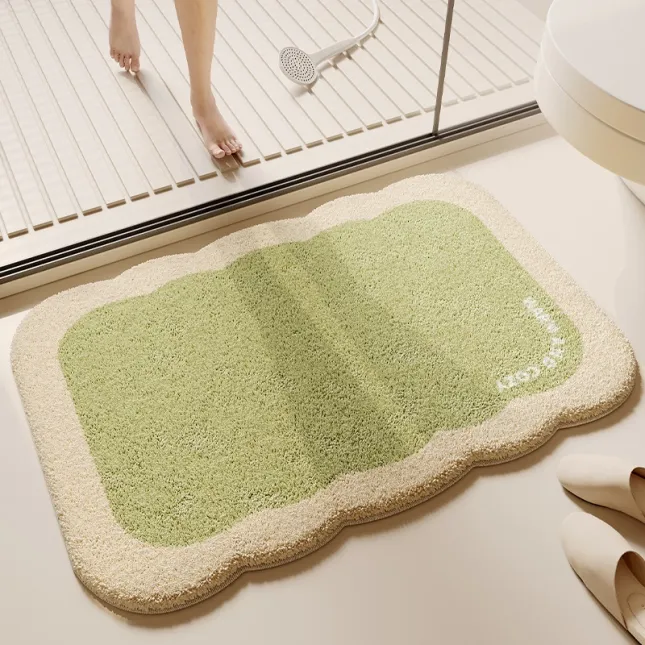 Fluffy Plush Bath Mat 40×60cm | Green Fruit Print | Soft Non-Slip Absorbent Bathroom Rug