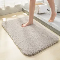 Thick Plush Shaggy Bath Mat 40×60cm | Light Gray | 25mm Long Pile Non-Slip Soft Absorbent Bathroom Rug