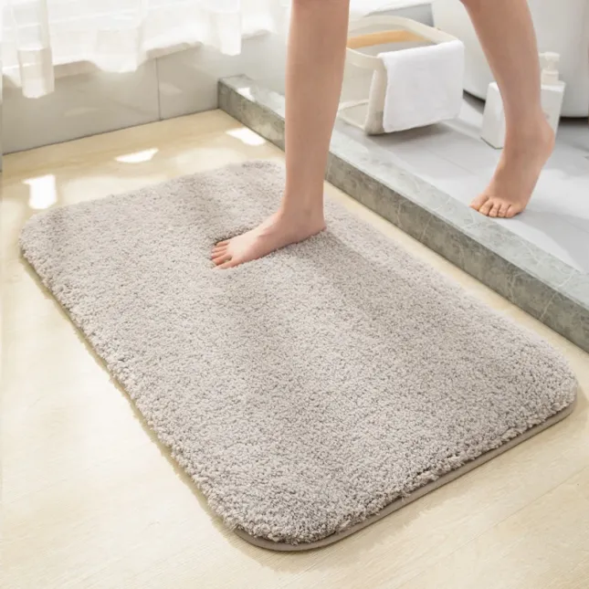Light Gray Absorbent Non-Slip Toilet Floor Mat (40×60 cm)