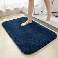 Thick Plush Shaggy Bath Mat 40×60cm | Navy Blue | 25mm Long Pile Non-Slip Soft Absorbent Bathroom Rug