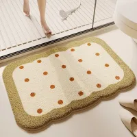 Fluffy Plush Bath Mat 40×60cm | Fragrance of Beans Polka Dot Print | Soft Non-Slip Absorbent Bathroom Rug