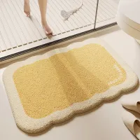 Fluffy Plush Bath Mat 40×60cm | Warm Egg Yolk Two-Tone Print | Soft Non-Slip Absorbent Bathroom Rug