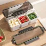3-Compartment Ginger, Garlic & Onion Refrigerator Storage Box – Greyish Green