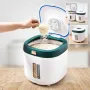 Airtight Rice Storage Container 10kg with Measuring Cup & Push Button Lid