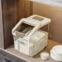 Airtight Rice Storage Container with Flip Lid & Measuring Cup – Cabinet Rice Dispenser Box