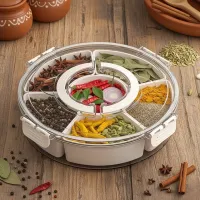 Circular Six-Compartment Rotatable Sealed Storage Box