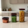 Black Twist-Lock Transparent Sealed Storage Jar — Food Grade Kitchen Grains & Food Container | 600ml / 1300ml / 2000ml