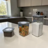 Gray Twist-Lock Transparent Sealed Storage Jar — Food Grade Kitchen Grains & Food Container | 600ml / 1300ml / 2000ml
