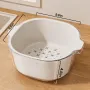 Double Layer Draining Basket for Vegetables & Fruits - Ivory White