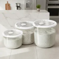 Large Capacity Transparent Rice Storage Bucket with Flip Lid & Insect-Proof Box
