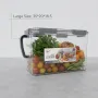 Fridge Food Storage Box with Handle – 4-Side Lock Clear Stackable Container for Vegetables & Fruits