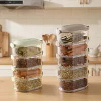 Oval Stackable Sealed Spice Storage Box — Food Grade Kitchen Seasoning Container | 4 & 5 Layer