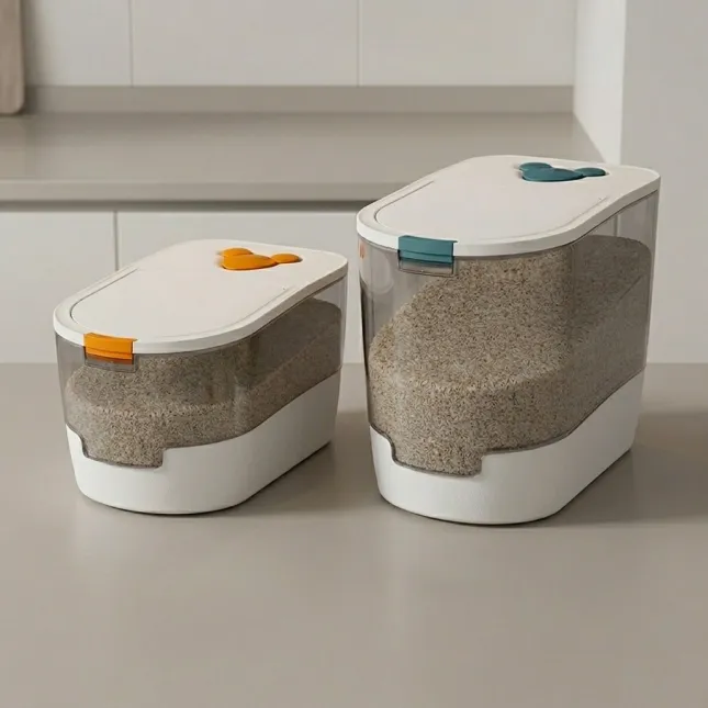 Pop-Up Lid Rice Storage Box with Insect-Proof Compartment & Silicone Seal – Food Grade Grain Bin