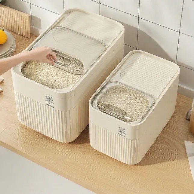 Rice Bucket Insect-Proof & Moisture-Proof Sealed Storage Box – Cream White