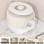 Rice Dispenser Bucket with Measuring Cup – One-Press Rice Storage Container with Sealed Lid & Anti-Insect Box, PET+PP