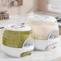Rice Dispenser Bucket with Measuring Cup – One-Press Rice Storage Container with Sealed Lid & Anti-Insect Box, PET+PP