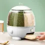 10kg Rotating Rice Dispenser – 5 Compartment 360° Grain Storage Box with One-Click Dispensing & Measuring Cup, Moisture-Proof
