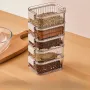 Square Warm Gray Stackable Sealed Spice Storage Box — Food Grade Kitchen Seasoning Container | 4 & 5 Layer