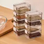 Square Warm Gray Stackable Sealed Spice Storage Box — Food Grade Kitchen Seasoning Container | 4 & 5 Layer