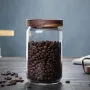 Stackable Glass Storage Jar with Acacia Wood Airtight Lid — Kitchen Canister for Coffee, Spices, Grains & Pantry Food