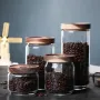 Stackable Glass Storage Jar with Acacia Wood Airtight Lid — Kitchen Canister for Coffee, Spices, Grains & Pantry Food