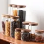 Stackable Glass Storage Jar with Acacia Wood Airtight Lid — Kitchen Canister for Coffee, Spices, Grains & Pantry Food