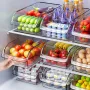 Transparent PET Refrigerator Organizer Storage Bin | Large Capacity Fridge Storage Box for Vegetables, Fruits & Eggs