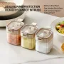 400ml Glass Seasoning Jar with Spoon & Handle – One-Press Open Lid, Moisture-Proof Sealed Spice Container