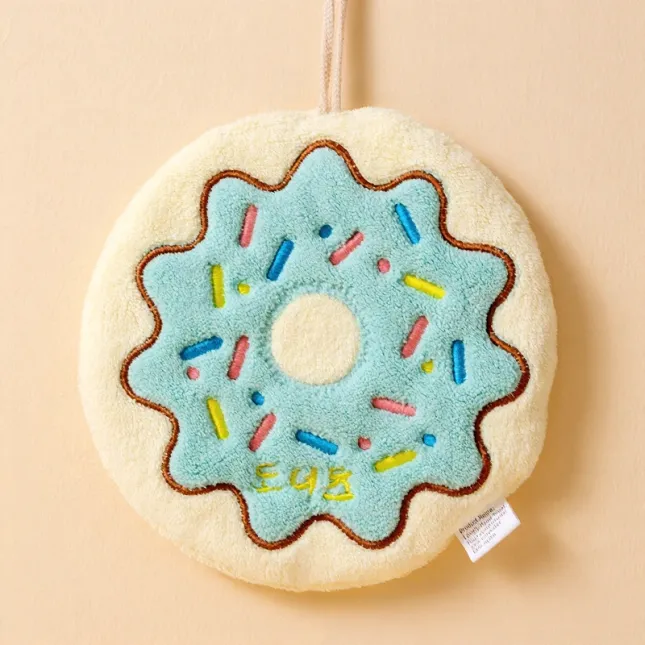 Korean Style Donuts Hand Towel – Water-Absorbent Coral Fleece