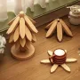 Tree-Shaped Solid Wood Heat Insulation Mat Set – Natural Wood Finish
