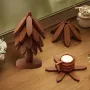 Tree-Shaped Solid Wood Heat Insulation Mat Set – Walnut Finish