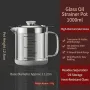 Borosilicate Glass Oil Filter Pot 1000ml with 304 Stainless Steel Strainer & Dust-Proof Lid