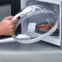 High-Temperature Resistant Microwave Splash-Proof Cover with Drain Sink – White/Clear
